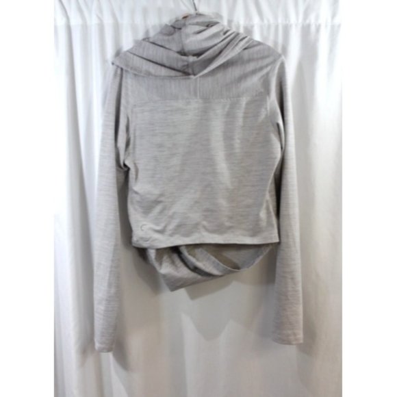 Zyia Active Womens Grey Wrap Twist Front Hooded Pullover Yoga Shawl Top L - Picture 8 of 8